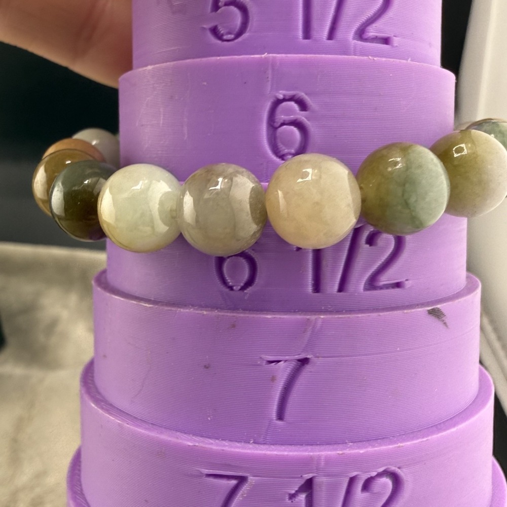 Vintage Estate Stone Beaded Bracelet Green Yellow Polished 6.5in - Picture 7 of 8